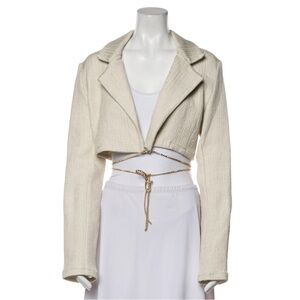 MICHAEL LO SORDO • Linen Bolero Waist Tie Collared Jacket